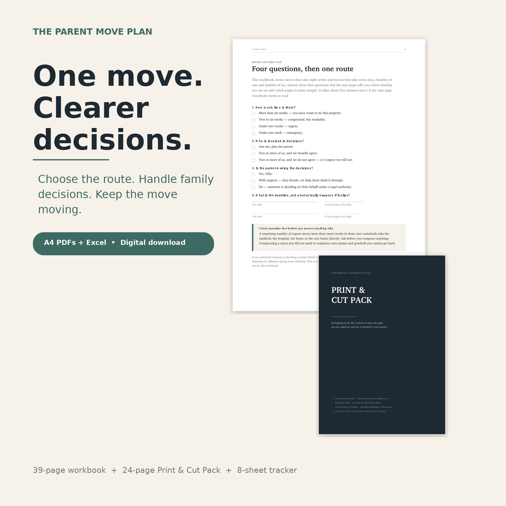 The Parent Move Plan workbook, print pack and tracker